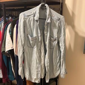 Express Light Blue Button-Up Jean Shirt